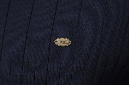 Pull d'hiver chaud à col montant pour homme, pull tricoté en coton de couleur unie | Y830 