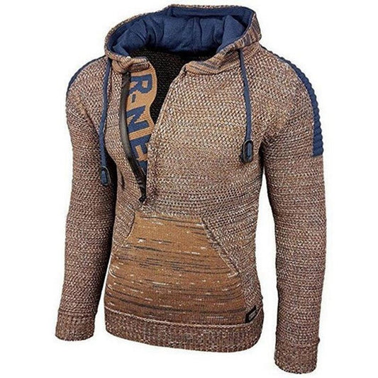 Men's Stylish Winter Warm Hooded Zip Neck Long Sleeve Sweater Jumper Sweatshirt