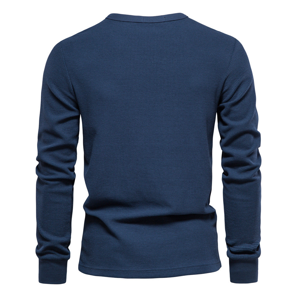 Men's Long Sleeve Heavyweight Crew Neck Solid Color Fit T-Shirt | TS1078