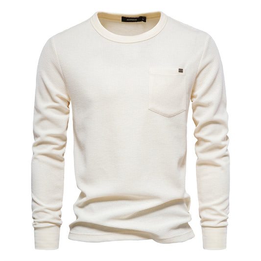 Men's Long Sleeve Heavyweight Crew Neck Solid Color Fit T-Shirt | TS1078