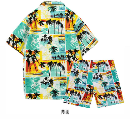 Men's Shirt Short 2-Piece Hawaiian Loose Tropical Print Casual Sets | ST05