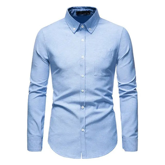 Men Slim Fit Long Sleeves Dress Shirts Streetwear Business Patchwork Formal Shirt