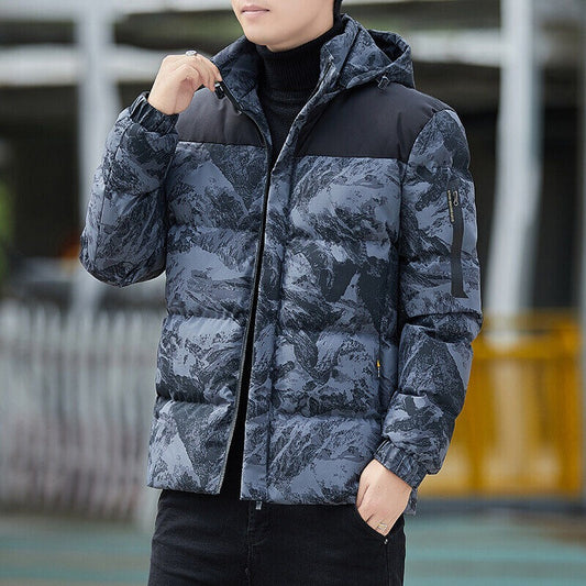 Men's Down Jacket Hooded Camouflage Casual Coat Thickened Winter Parkas Overcoat | 2308