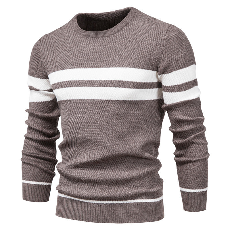 Men's O-Neck Patchwork Long-Sleeve Warm Slim Casual Fashion Sweater | 207