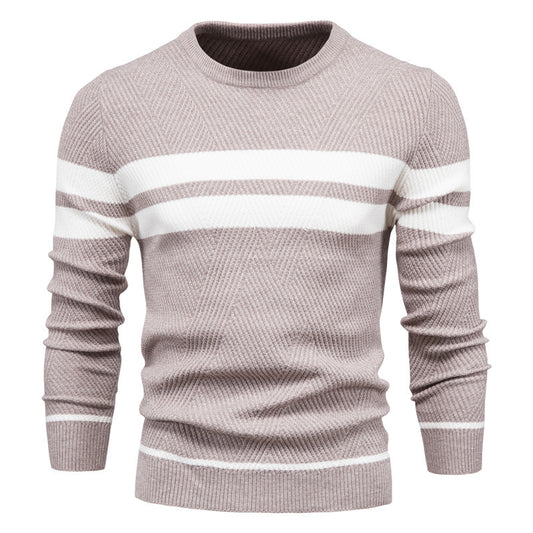 Men's O-Neck Patchwork Long-Sleeve Warm Slim Casual Fashion Sweater | 207