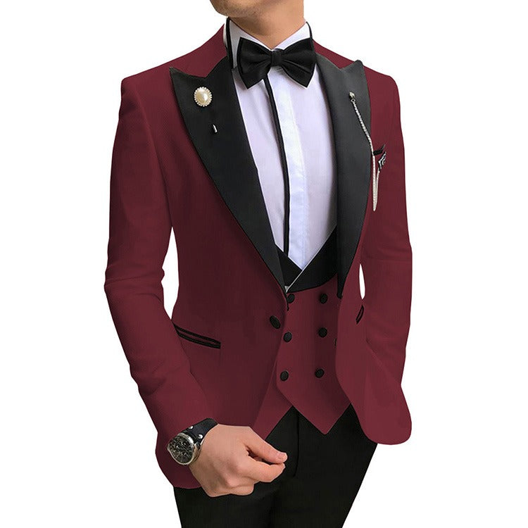 3 Pieces Slim Fit Men’s Suit Groom Formal Party Prom & Wedding Tuxedo Blazer Jacket Pants & Waistcoat