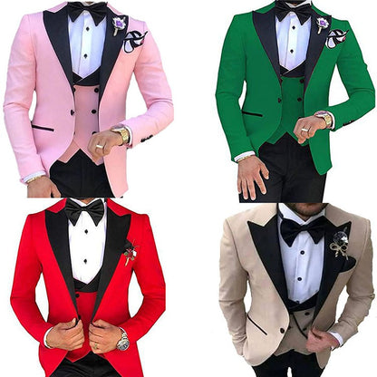 3 Pieces Slim Fit Men’s Suit Groom Formal Party Prom & Wedding Tuxedo Blazer Jacket Pants & Waistcoat