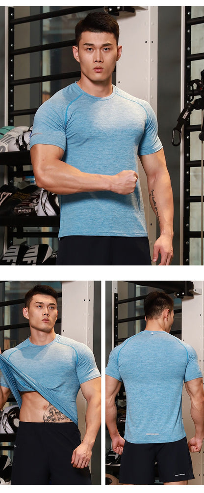 Men Short Sleeve Quick Dry Athletic Gym Active T Shirt Moisture Wicking Top | 6098