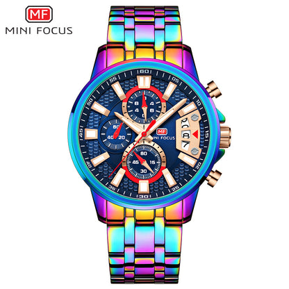 Orologi da uomo in acciaio inossidabile Orologio cronografo Orologio da polso al quarzo luminoso di lusso | MF0352G 