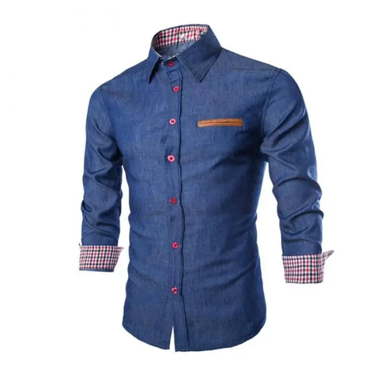 Men's Solid Color Long-Sleeved Shirt Slim Fit Business Casual Shirts | 1800-NY13