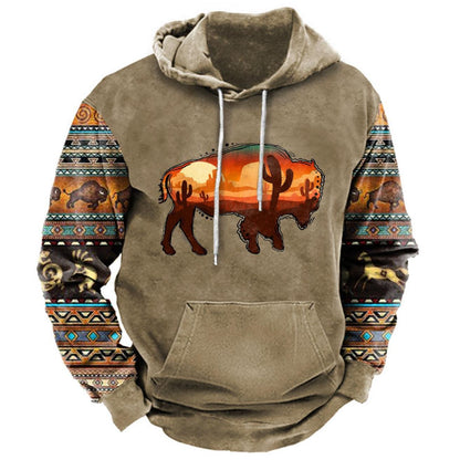 Men's Pullover Sweatshirt Hooded Animal Color Block 3D Print Streetwear Hoodies