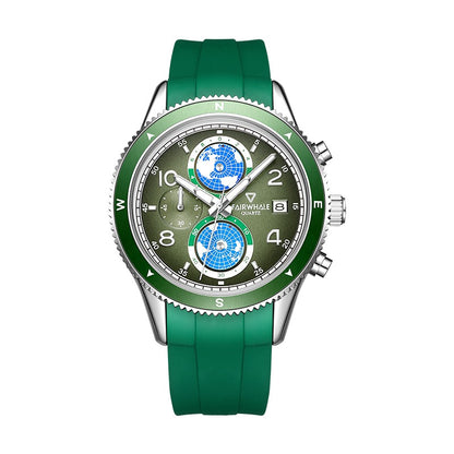 Men's Luxury Designer Silicone Strap Waterproof Luminous Chronograph Quartz Watch | 5730