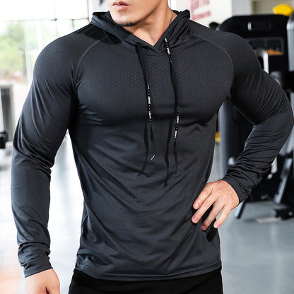 Men's Fitness Running Sport Hoodie Gym Hooded Muscle Training Sweatshirt Tops | 61139