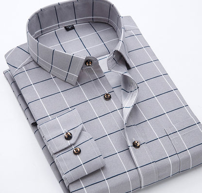 High Quality Polyester Plaid Business Long Sleeve Printing Button Down formal Shirt | CY116