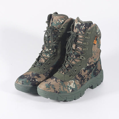 Men Military Tactical Boots High-Top Army Camouflage Combat Hiking Shoes with Side Zip | 101