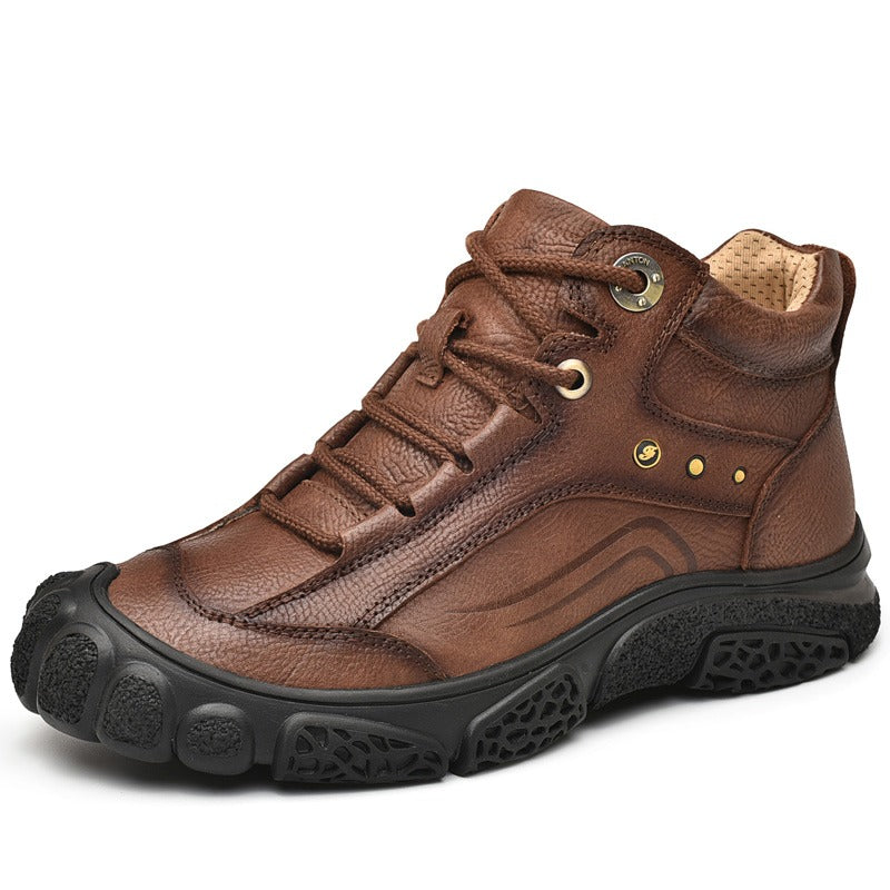 Men's Leather Formal Classic Boots Outdoor Waterproof Hiking Shoes | 5202