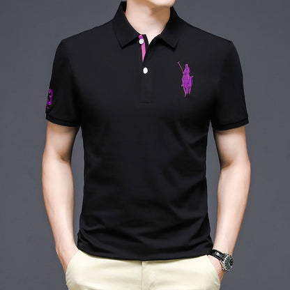 Trendy POLO Shirt Embroidered Short Sleeve T-Shirt Lapel Loose Top | K654