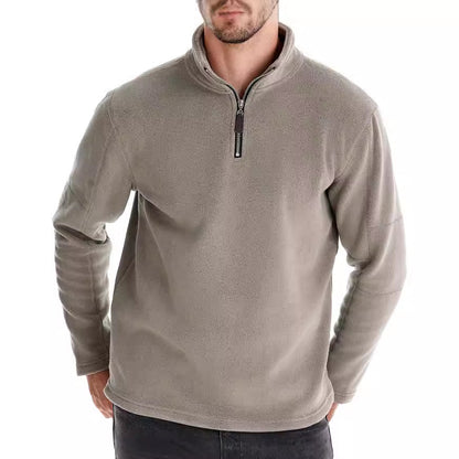 Men’s Fleece Pullover Sweatshirts | Autumn-Winter 2025 Europe Fashion | Half-Zip Stand Collar Tops | HD08