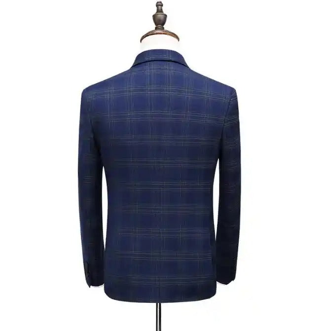 Men's Plaid 3 Piece Suits Slim Fit Double Breasted Plaid Suit Jacket Vest Pants | 6027