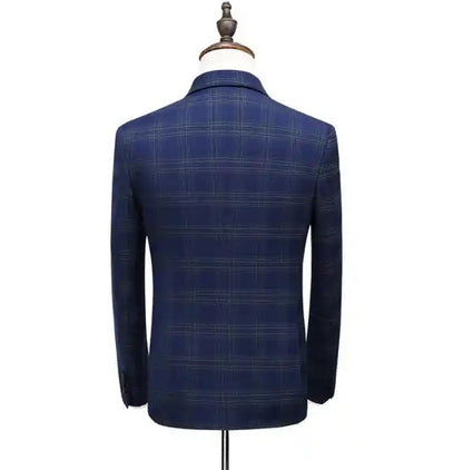Men's Plaid 3 Piece Suits Slim Fit Double Breasted Plaid Suit Jacket Vest Pants | 6027