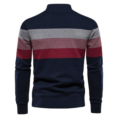 Men’s Half-Zip Mock Neck Knitted Sweater – Slim Fit Pullover for Autumn & Winter | Y245