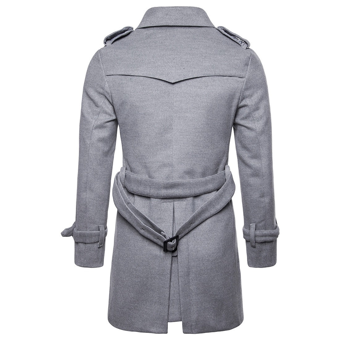 Men's Woolen Jacket Mid Length Trench Coat Double Breasted Men Slim Fit | B050