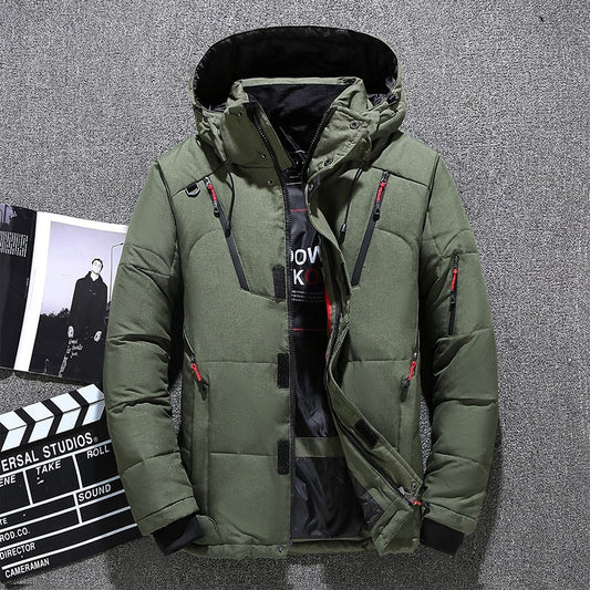 Men's Parka Duck Down Jacket Winter Coat Thick Hooded Puffer Hiking Warm Jacket | 1987