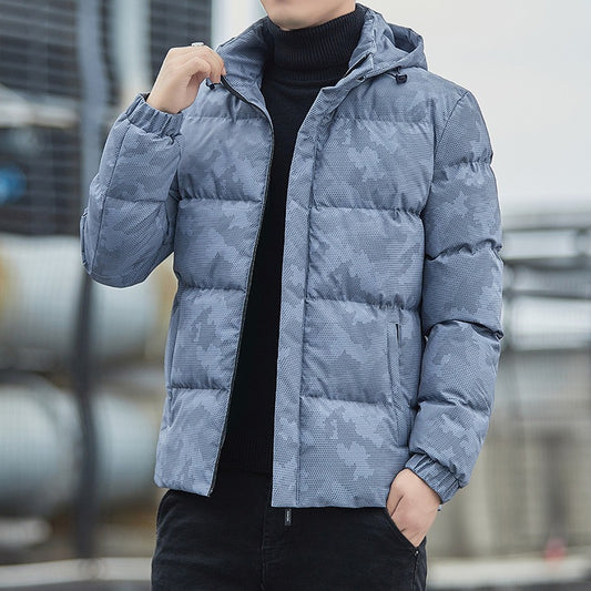 Men's Casual Windbreaker Jacket Warm Hooded Thick Puffer Winter Coat Outwear Jacket