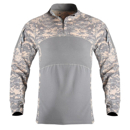 Men's Tactical Long Sleeve Shirt Airsoft Military Camo Pullover T Shirt | 00856