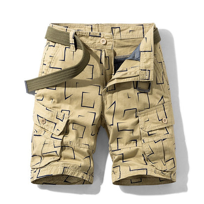 Men Cargo Shorts Geometric Print Casual Cotton Tactical Short Pants | 27254