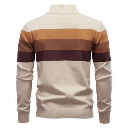 Men’s Half-Zip Mock Neck Knitted Sweater – Slim Fit Pullover for Autumn & Winter | Y245