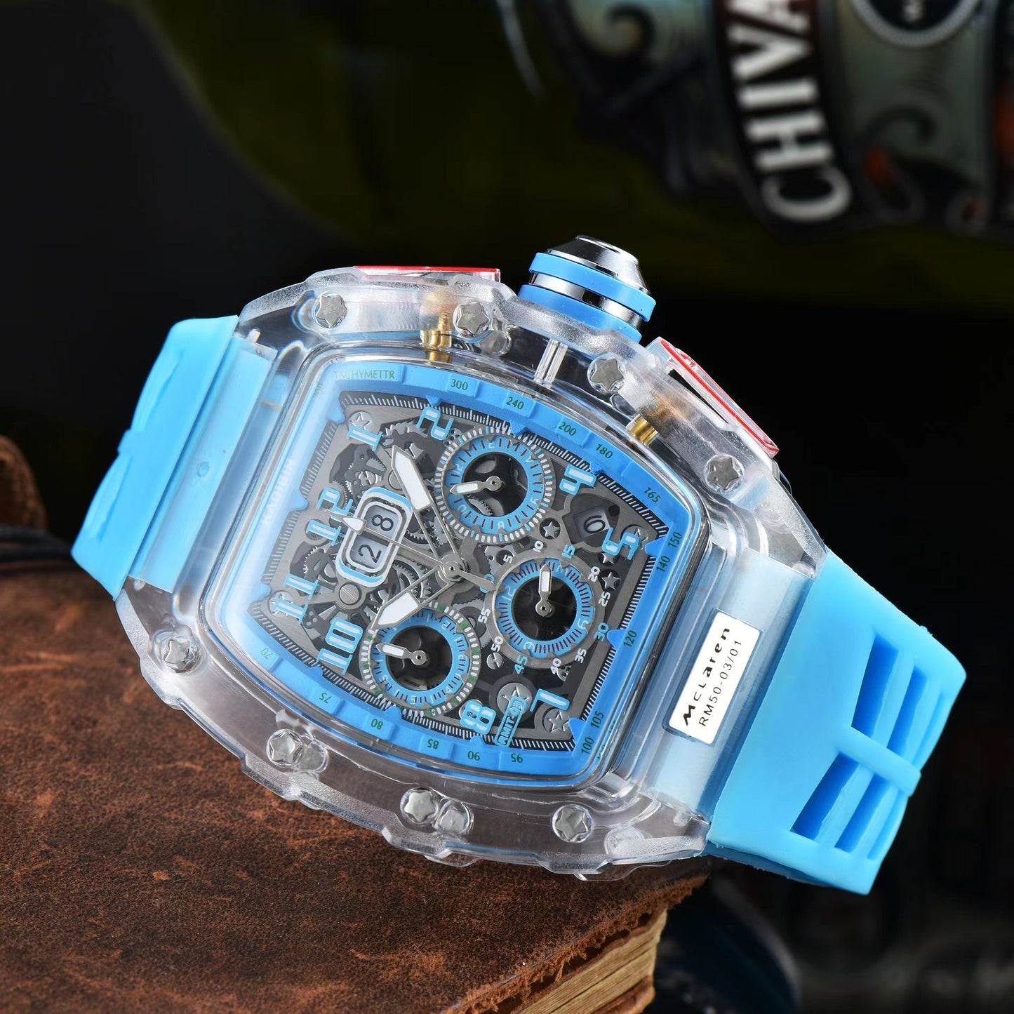 Men's Luxury Best Sports Watch Transparent Case Chronograph New Gift Watches |