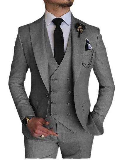 Men 3 Pieces Suit Tailored Wedding Slim Fit Business Blazer Jacket Vest Pants Tuxedo | 101