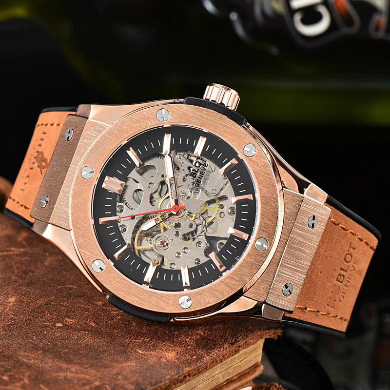 Montres pour hommes, montre mécanique creuse à bracelet en silicone | HBJX 