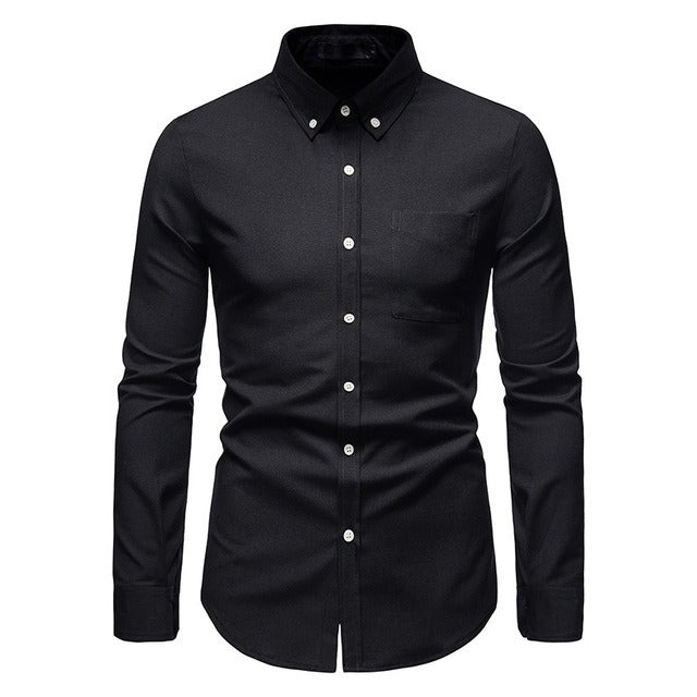 Men Slim Fit Long Sleeves Dress Shirts Streetwear Business Patchwork Formal Shirt