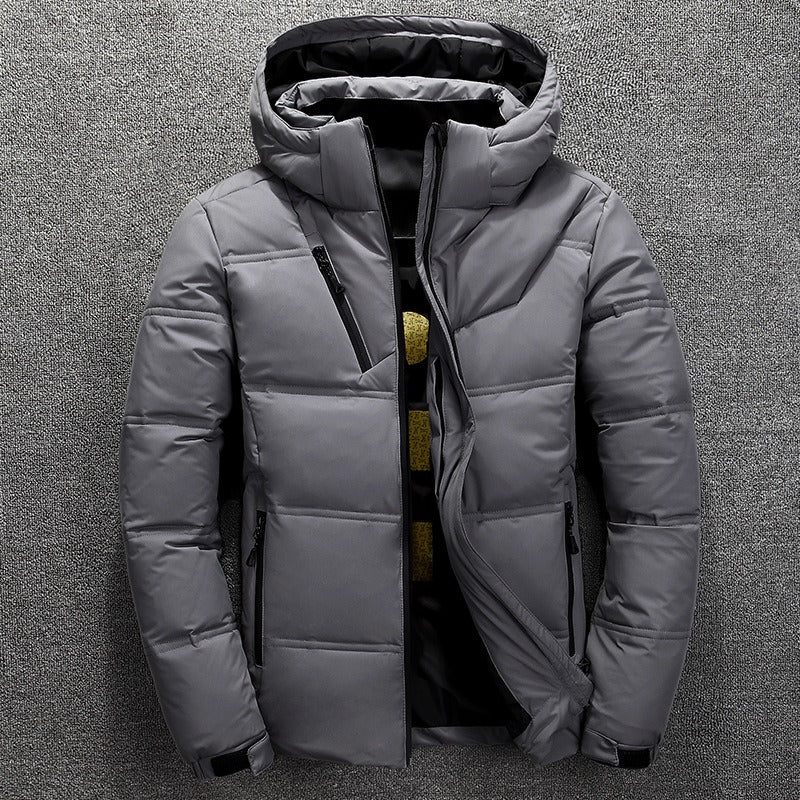 Men's Winter Warm Hooded Down Outwear Jacket Coat Casual Parkas Thick White Duck Jacket | 1897