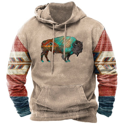 Men's Pullover Sweatshirt Hooded Animal Color Block 3D Print Streetwear Hoodies