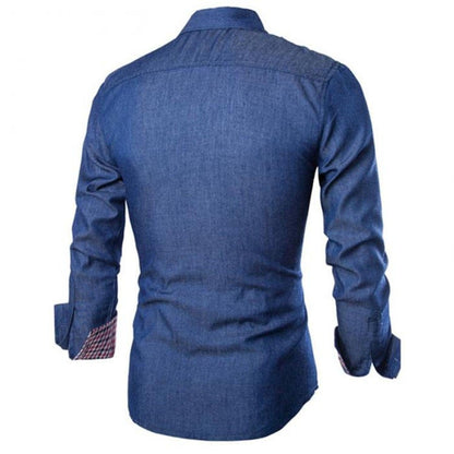 Men's Solid Color Long-Sleeved Shirt Slim Fit Business Casual Shirts | 1800-NY13