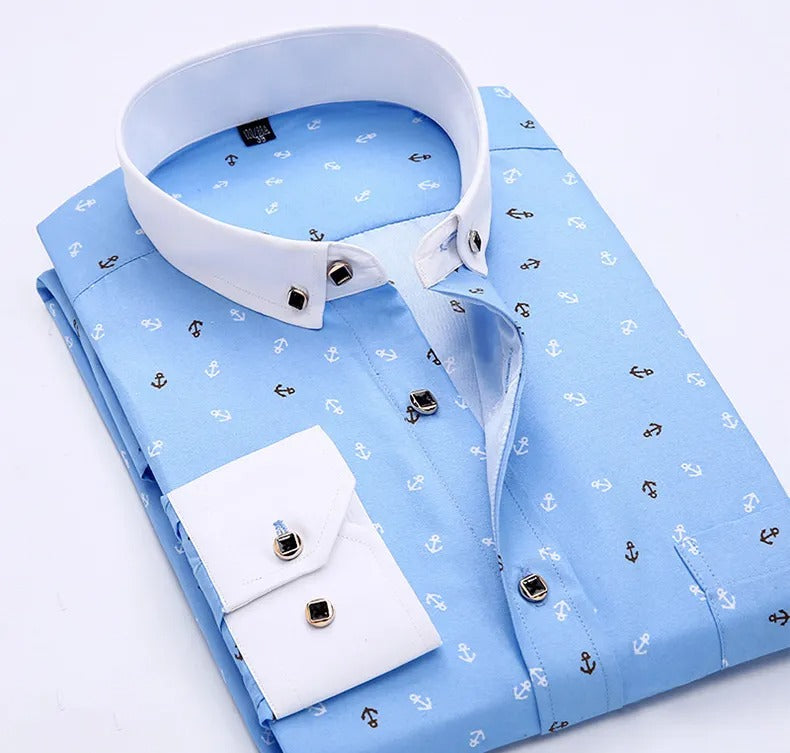 High Quality Polyester Plaid Business Long Sleeve Printing Button Down formal Shirt | CY116