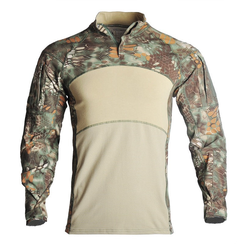 Men's Tactical Long Sleeve Shirt Airsoft Military Camo Pullover T Shirt | 00856