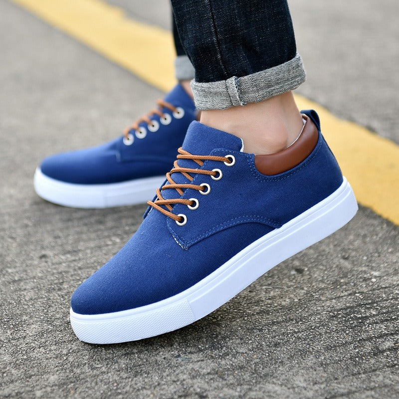 Men's Fashion Summer Spring Canvas Casual Shoes Lace Up Comfort Flat Sneakers Shoes | R009