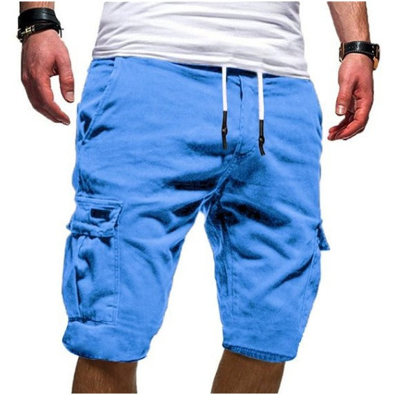 Summer Casual Outdoors Patchwork Pockets Overalls Sport Tooling Shorts Pants | DK-05