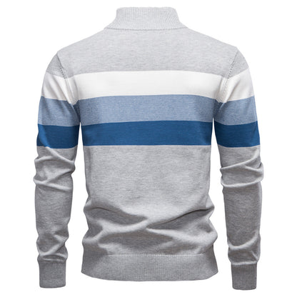 Men’s Half-Zip Mock Neck Knitted Sweater – Slim Fit Pullover for Autumn & Winter | Y245