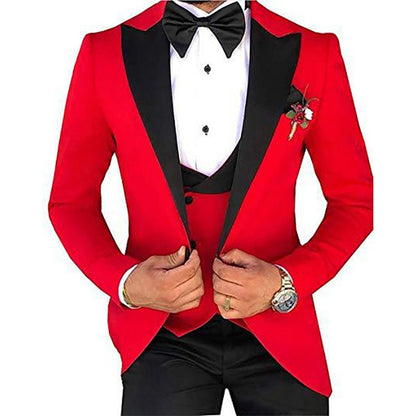 3 Pieces Slim Fit Men’s Suit Groom Formal Party Prom & Wedding Tuxedo Blazer Jacket Pants & Waistcoat