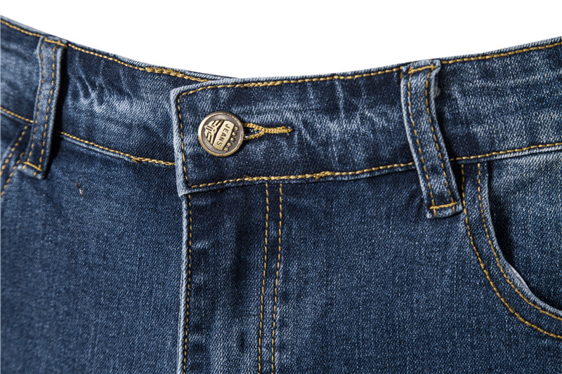 Men's Jeans Solid Casual Denim Jeans Slim Fit Stretch Denim Pants | 515-6183