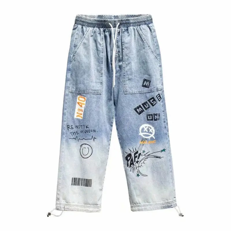 New Toon Design Jeans Pants For Men Printed Casual Loose Fashion Cargo Jeans  | K5266