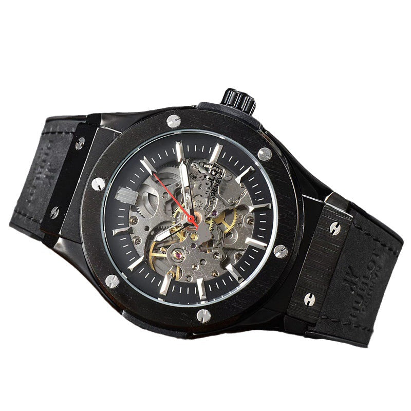 Montres pour hommes, montre mécanique creuse à bracelet en silicone | HBJX 