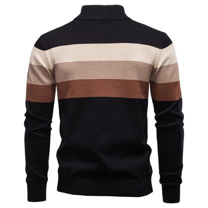 Men’s Half-Zip Mock Neck Knitted Sweater – Slim Fit Pullover for Autumn & Winter | Y245