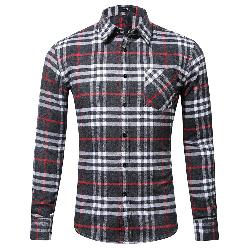 Men's Cotton Plaid Shirt Long Sleeve Regular Fit Casual Button Down Dress Shirts | DTF10