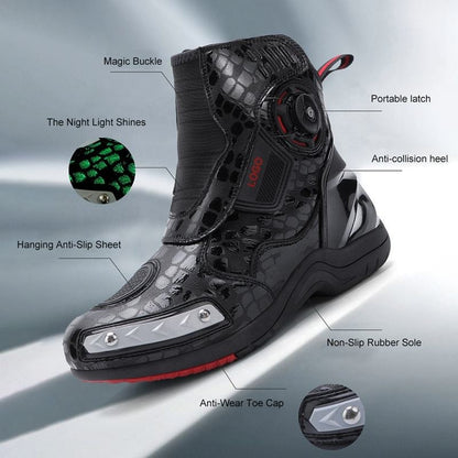 Professional Waterproof Ankle Support Motorcycle Shoes Leather Riding Biker Boots | 666